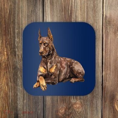 Brown Doberman Pinscher Coaster
