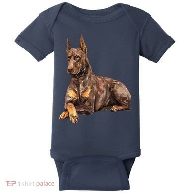 Brown Doberman Pinscher Baby Bodysuit
