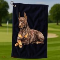 Brown Doberman Pinscher Golf Towel thumb 1