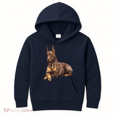 Brown Doberman Pinscher Kids Hoodie