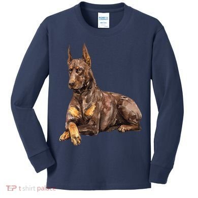 Brown Doberman Pinscher Kids Long Sleeve Shirt