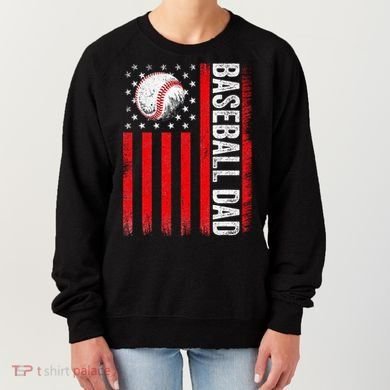 Baseball Dad Player American Us Flag Patriotic Women's Sweatshirt