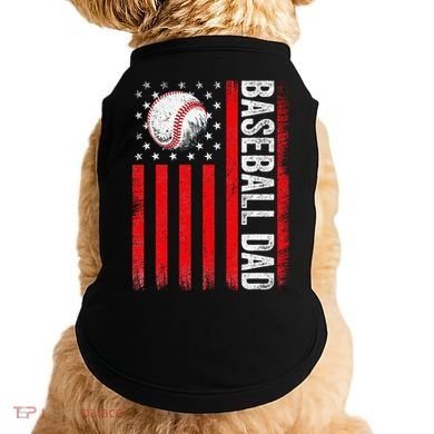 Baseball Dad Player American Us Flag Patriotic Doggie Tank