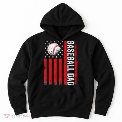 Baseball Dad Player American Us Flag Patriotic Hoodie