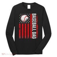 Baseball Dad Player American Us Flag Patriotic Long Sleeve Shirt thumb 0