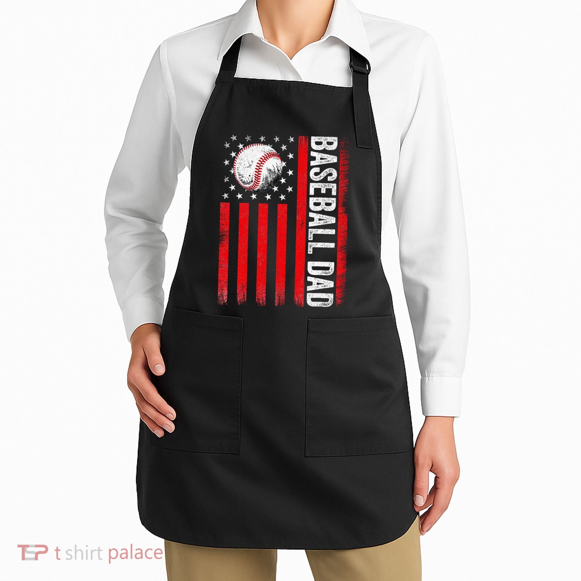 Baseball Dad Player American Us Flag Patriotic Apron