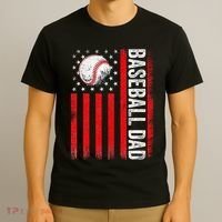 Baseball Dad Player American Us Flag Patriotic T-Shirt thumb 3