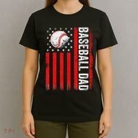Baseball Dad Player American Us Flag Patriotic T-Shirt thumb 4