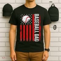 Baseball Dad Player American Us Flag Patriotic T-Shirt thumb 6