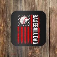 Baseball Dad Player American Us Flag Patriotic Coaster thumb 0