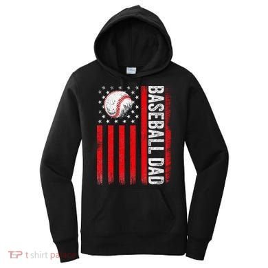 Baseball Dad Player American Us Flag Patriotic Women's Hoodie