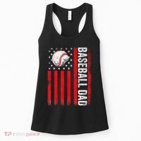 Baseball Dad Player American Us Flag Patriotic Women's Tank Top thumb 0