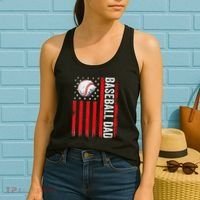 Baseball Dad Player American Us Flag Patriotic Women's Tank Top thumb 2