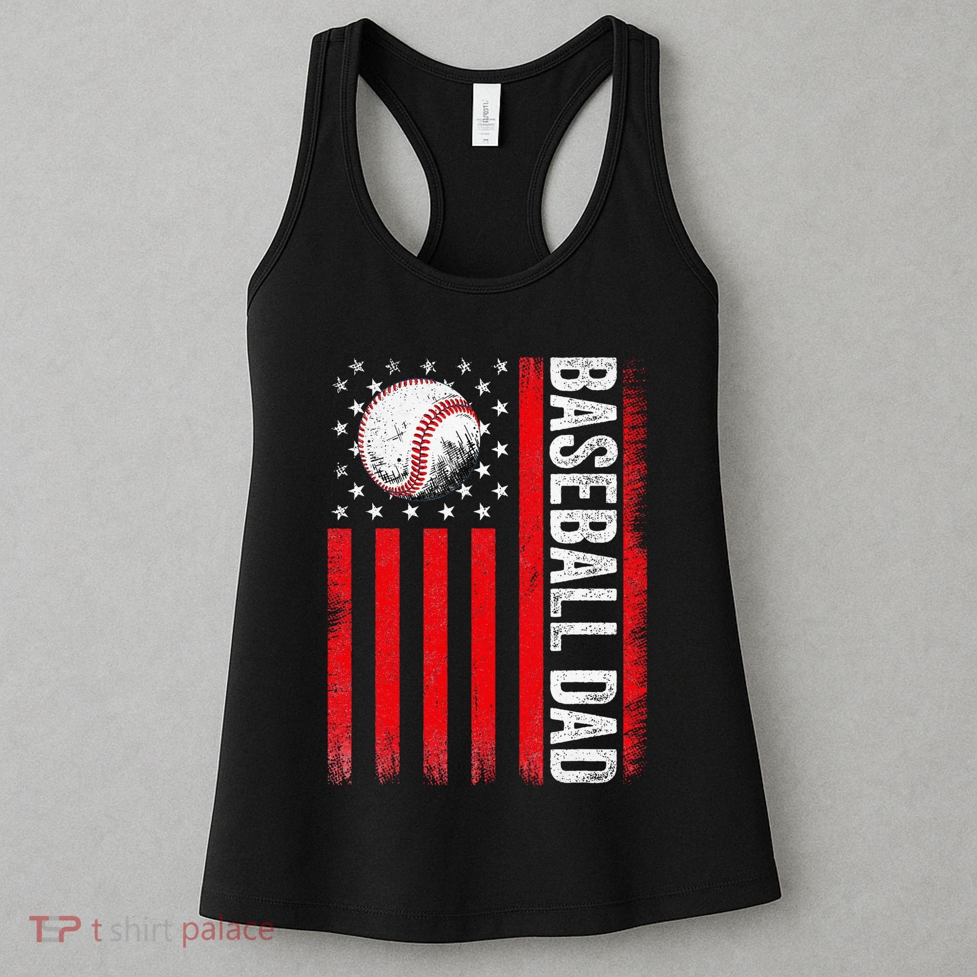 Baseball Dad Player American Us Flag Patriotic Women's Tank Top