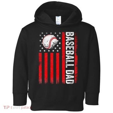 Baseball Dad Player American Us Flag Patriotic Toddler Hoodie