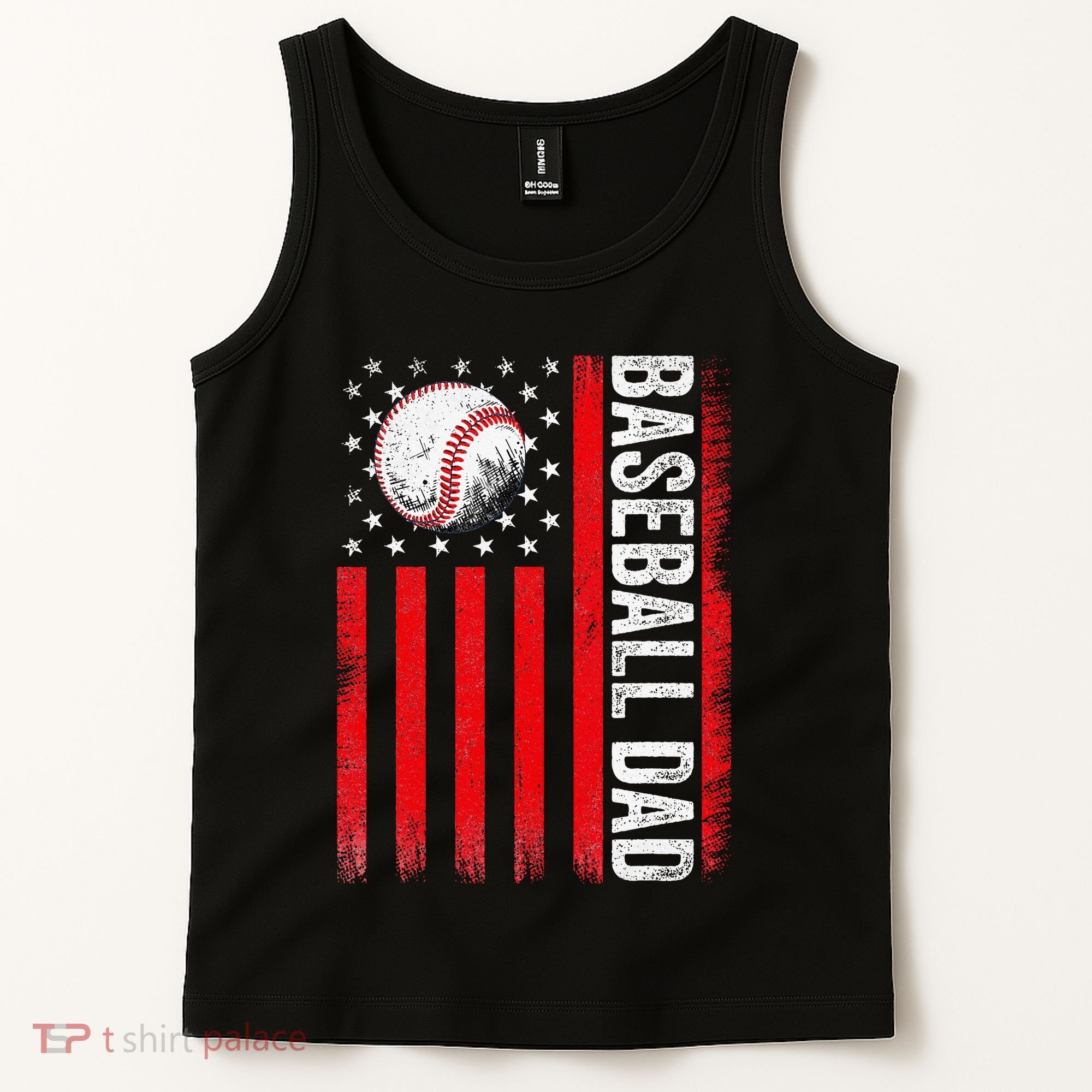 Baseball Dad Player American Us Flag Patriotic Tank Top