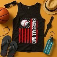 Baseball Dad Player American Us Flag Patriotic Tank Top thumb 4