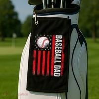 Baseball Dad Player American Us Flag Patriotic Golf Towel thumb 2