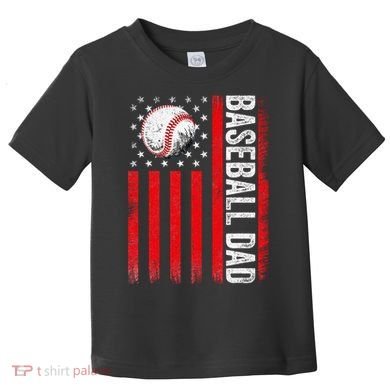 Baseball Dad Player American Us Flag Patriotic Toddler T-Shirt