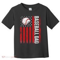 Baseball Dad Player American Us Flag Patriotic Toddler T-Shirt thumb 0