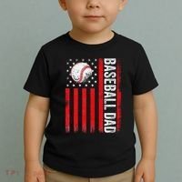 Baseball Dad Player American Us Flag Patriotic Toddler T-Shirt thumb 2