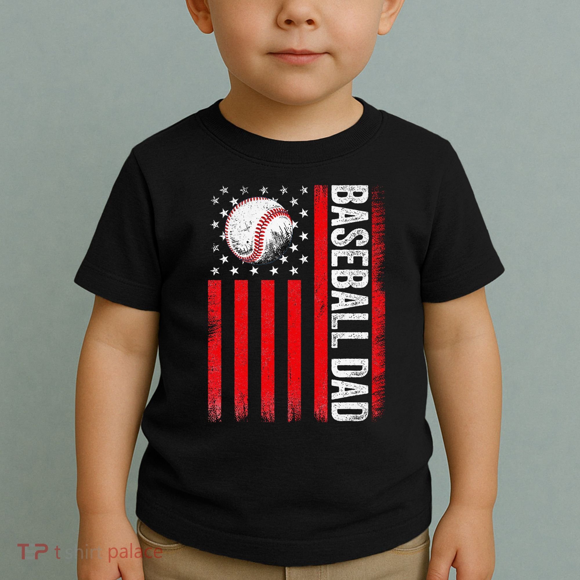 Baseball Dad Player American Us Flag Patriotic Toddler T-Shirt