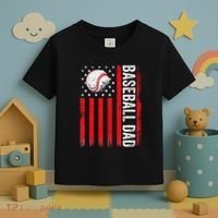 Baseball Dad Player American Us Flag Patriotic Toddler T-Shirt thumb 3