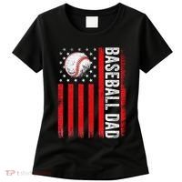 Baseball Dad Player American Us Flag Patriotic Women's T-Shirt thumb 0