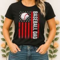 Baseball Dad Player American Us Flag Patriotic Women's T-Shirt thumb 2
