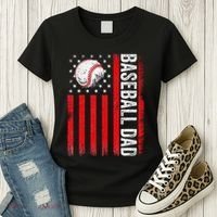 Baseball Dad Player American Us Flag Patriotic Women's T-Shirt thumb 3