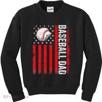 Baseball Dad Player American Us Flag Patriotic Kids Sweatshirt thumb 0