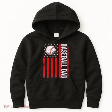 Baseball Dad Player American Us Flag Patriotic Kids Hoodie