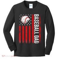 Baseball Dad Player American Us Flag Patriotic Kids Long Sleeve Shirt thumb 0