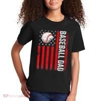Baseball Dad Player American Us Flag Patriotic Kids T-Shirt thumb 2