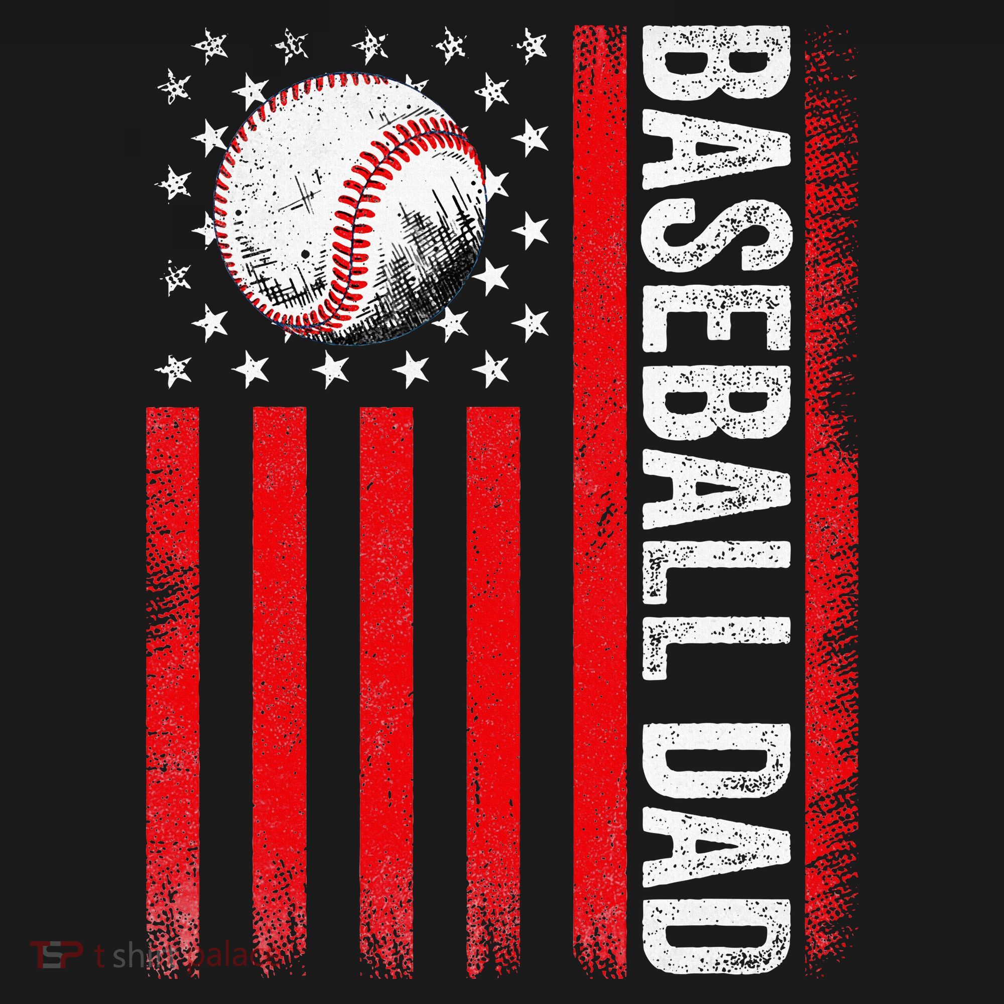 Baseball Dad Player American Us Flag Patriotic Kids T-Shirt