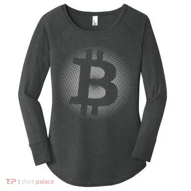 Bitcoin Dot Pattern Women's Perfect Tri Tunic Long Sleeve Shirt