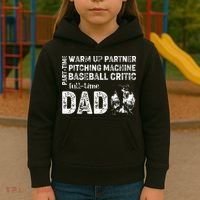 Baseball Dad Part Time Warm Up Partner Full Time Dad Kids Hoodie thumb 3