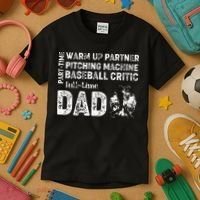 Baseball Dad Part Time Warm Up Partner Full Time Dad Kids T-Shirt thumb 3