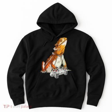 Bearded Dragon Playing Video Games Reptiles lizard Gamers Hoodie