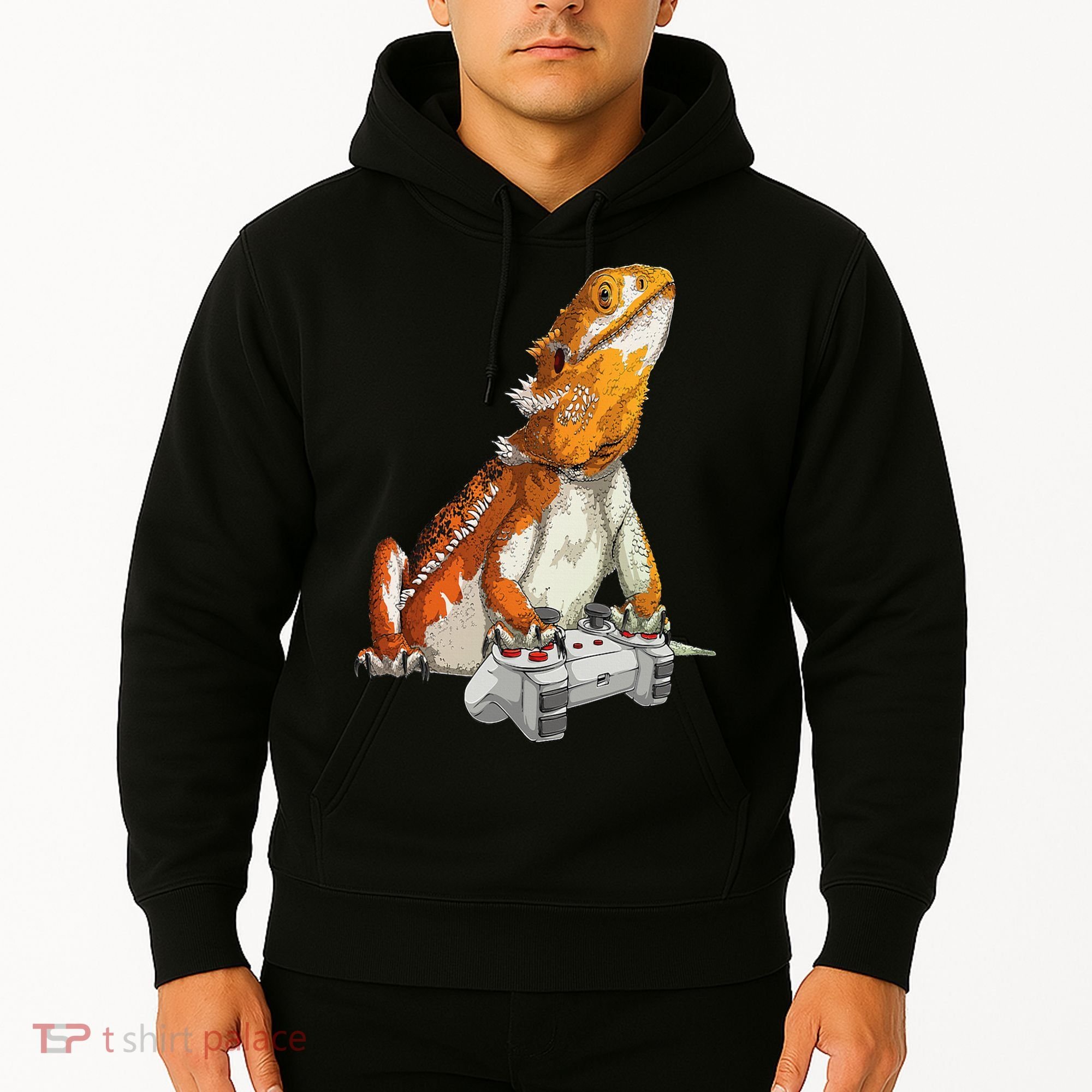 Bearded Dragon Playing Video Games Reptiles lizard Gamers Hoodie