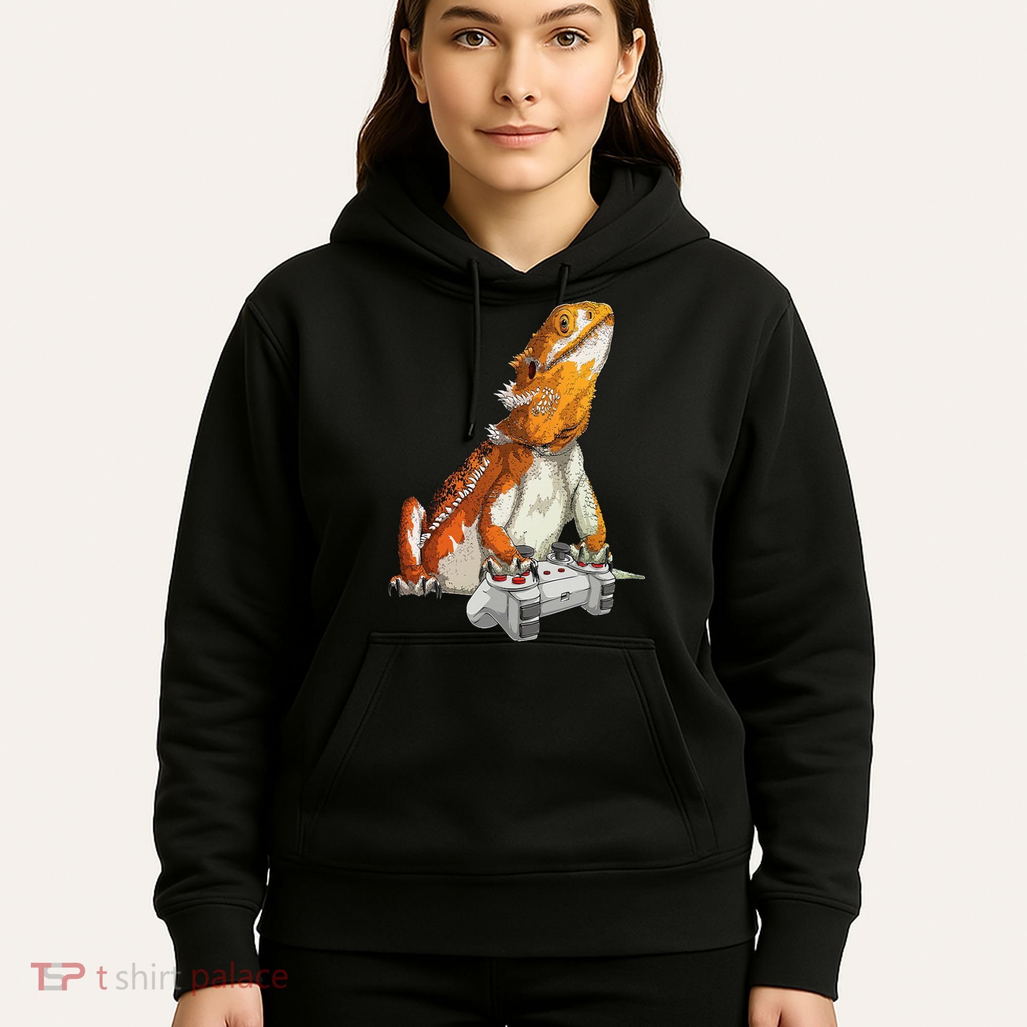 Bearded Dragon Playing Video Games Reptiles lizard Gamers Hoodie