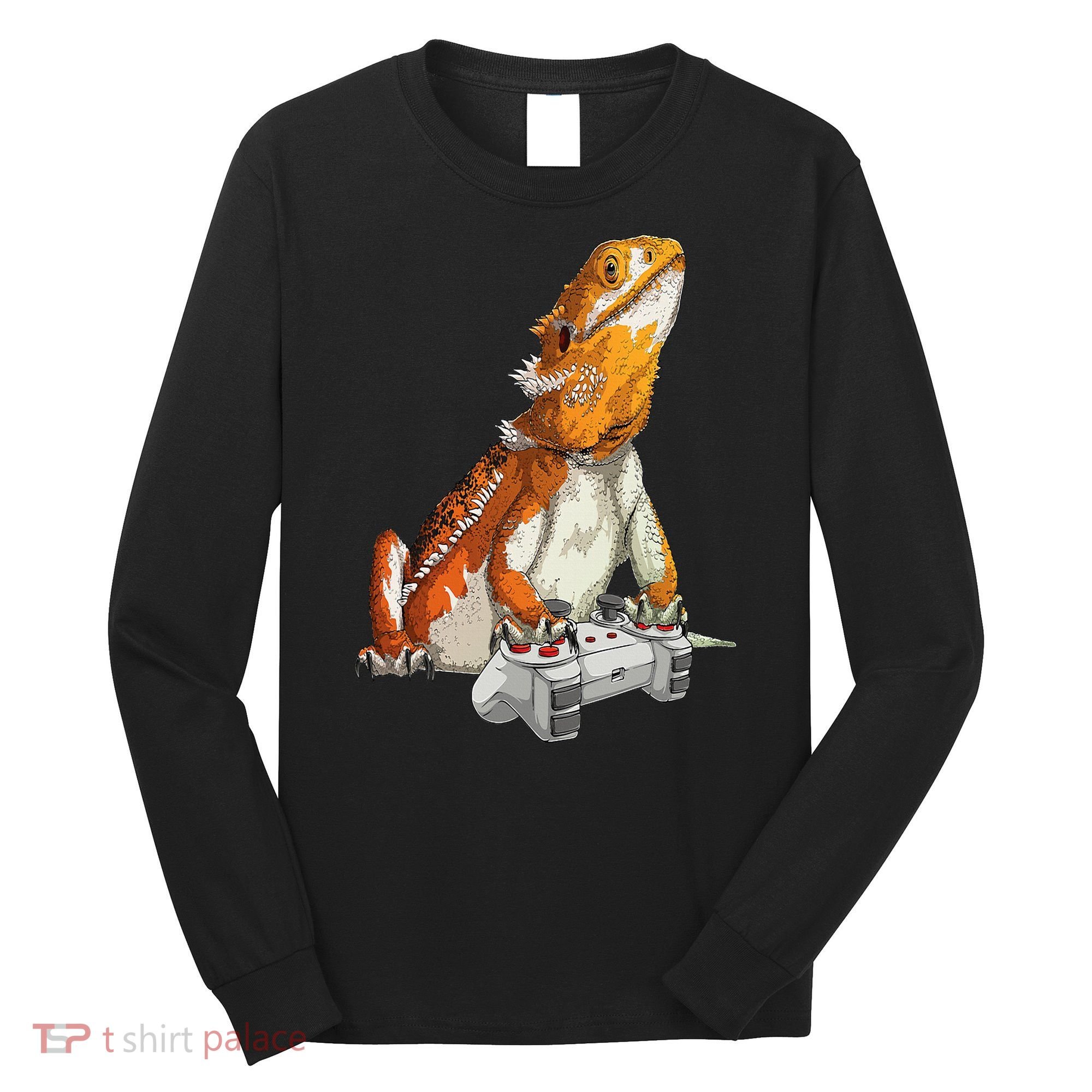 Bearded Dragon Playing Video Games Reptiles lizard Gamers Long Sleeve Shirt