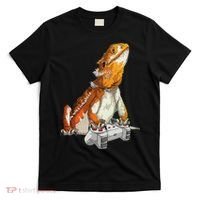 Bearded Dragon Playing Video Games Reptiles lizard Gamers T-Shirt thumb 0