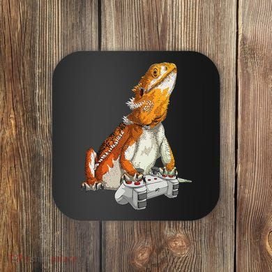 Bearded Dragon Playing Video Games Reptiles lizard Gamers Coaster