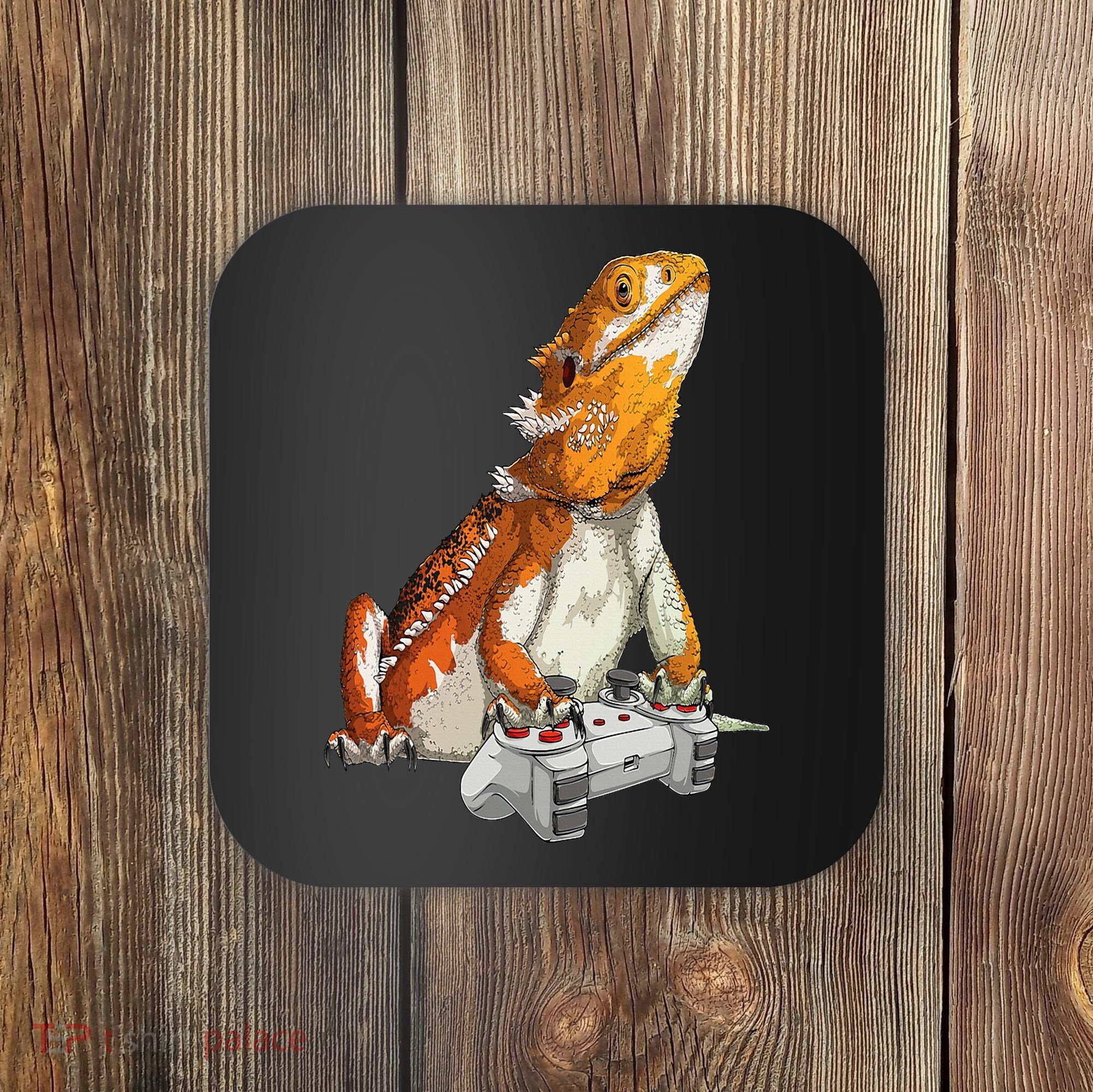 Bearded Dragon Playing Video Games Reptiles lizard Gamers Coaster
