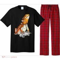 Bearded Dragon Playing Video Games Reptiles lizard Gamers Pajama Set thumb 0