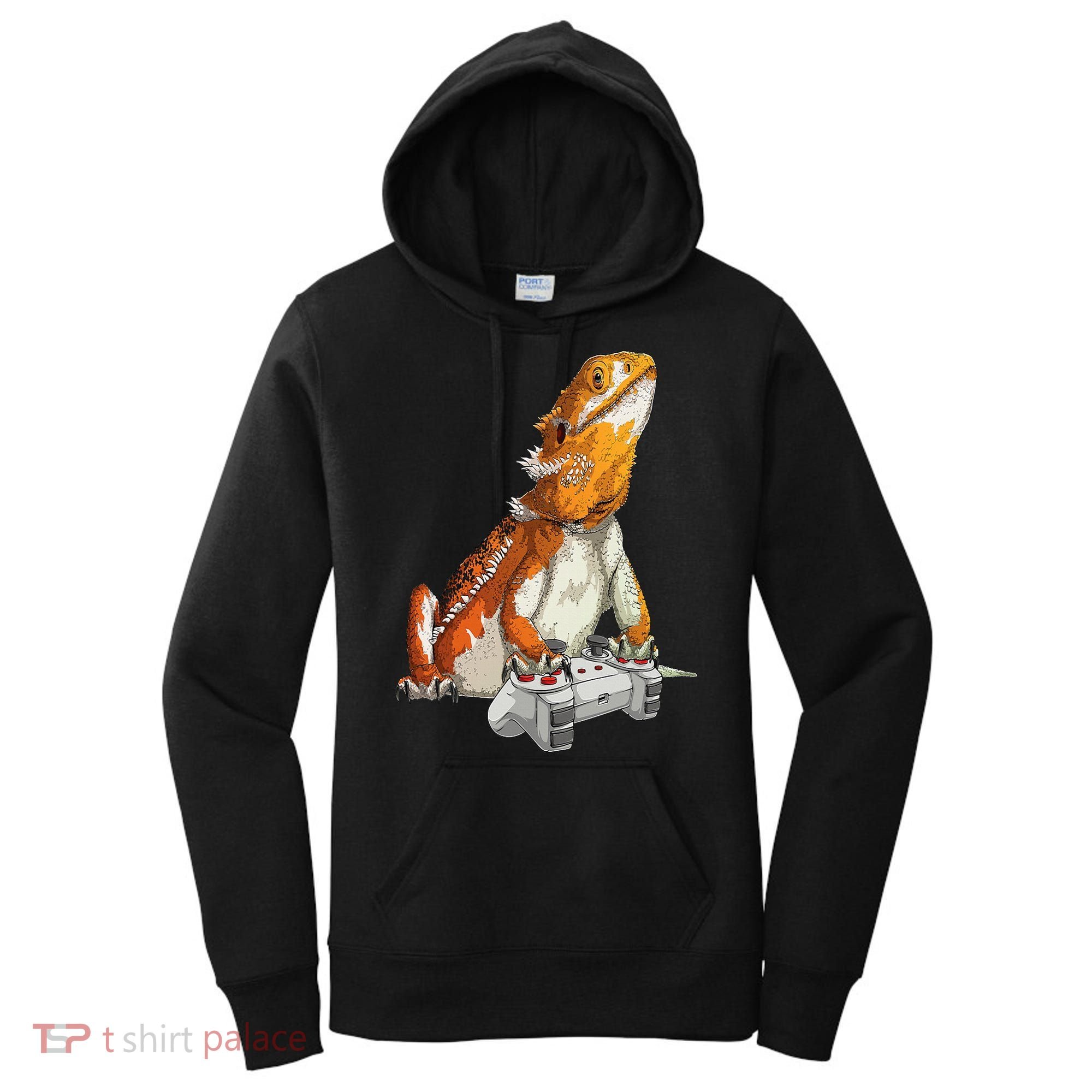 Bearded Dragon Playing Video Games Reptiles lizard Gamers Women's Hoodie