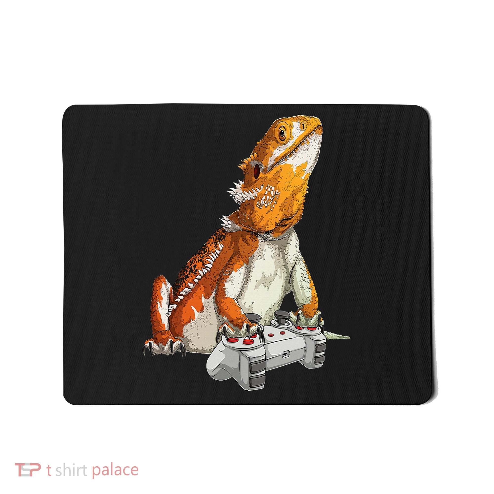 Bearded Dragon Playing Video Games Reptiles lizard Gamers Mousepad
