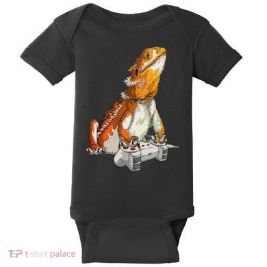 Bearded Dragon Playing Video Games Reptiles lizard Gamers Baby Bodysuit