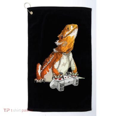 Bearded Dragon Playing Video Games Reptiles lizard Gamers Golf Towel
